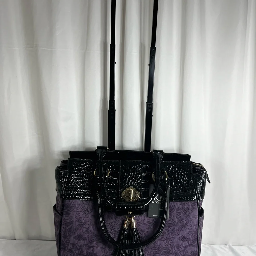 JKM and Company CONTESSA Purple Rolling Tote Bag, Travel Bag or Rolling Work Bag - Picture 3 of 16
